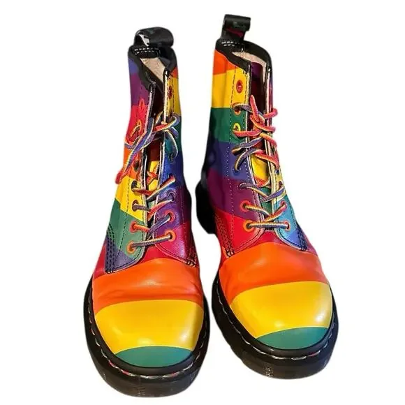 Dr. Martens Rainbow Pride 8-eye combat boots, women’s size 8 US / 6 UK / 39 EU - Picture 2 of 9